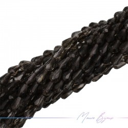 Smoky Quartz Drop Faceted 8x5mm (Wire of 40 cm)