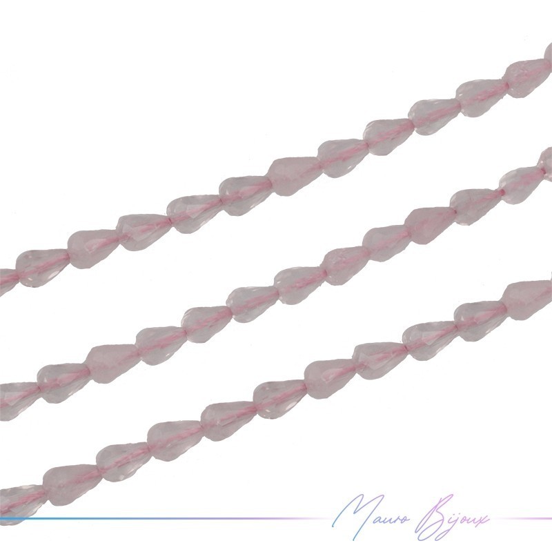 Rose Quartz Drop Faceted 8x5mm (Wire of 40 cm)