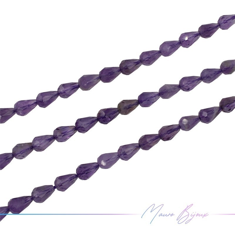Ametista Goccia Sfacettata 8x5mm (Filo di 40 cm)
