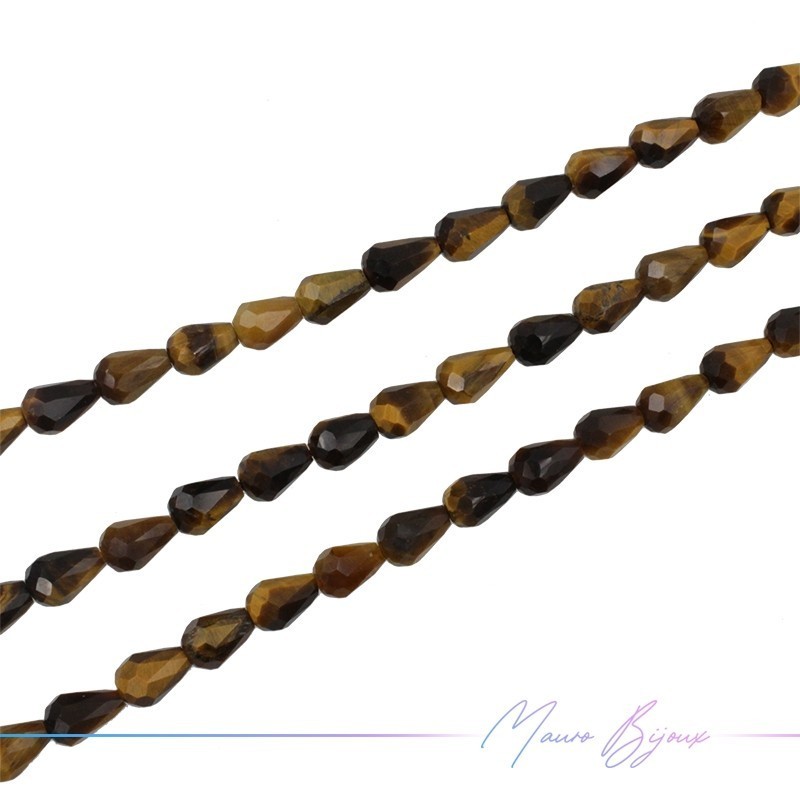 Occhio di Tigre Goccia Sfacettata 8x5mm (Filo di 40 cm)
