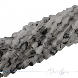 Quarzo Tormalinato Goccia Sfacettata 8x5mm (Filo di 40 cm)