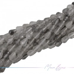 Quarzo Grigio Goccia Sfacettata 8x5mm (Filo di 40 cm)