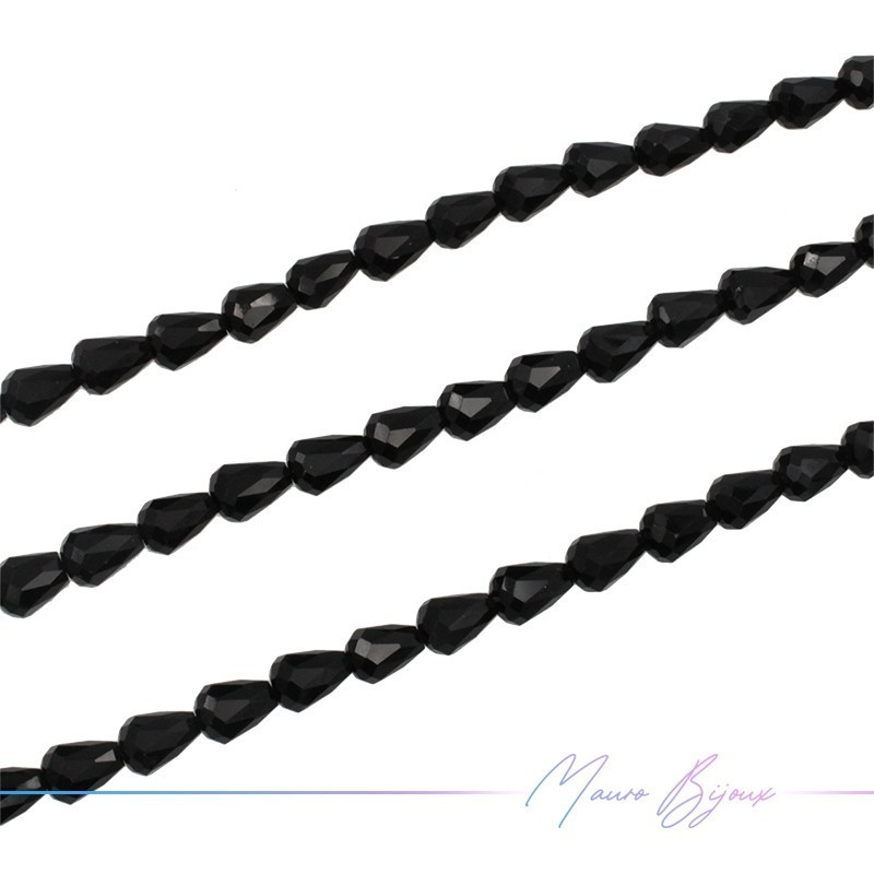 Onice Nero Goccia Sfacettata 8x5mm (Filo di 40 cm)