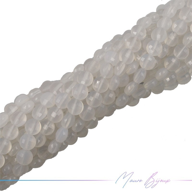 Pietra di Luna Tondo Piatta Sfacettata 6mm (Filo di 40 cm)