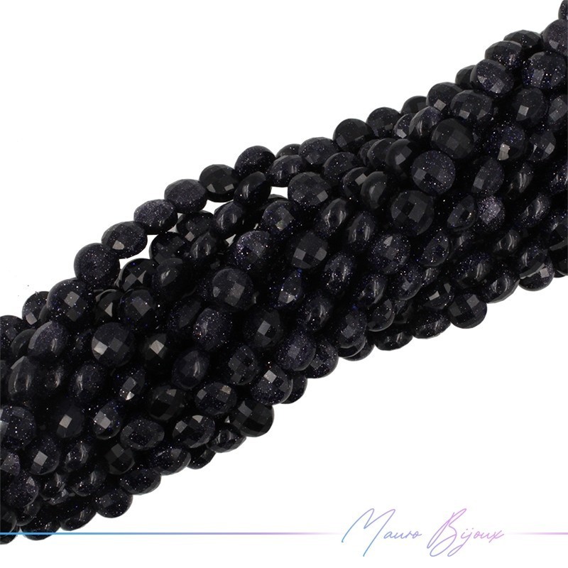Pietra di Luna Blue Tondo Piatta Sfacettata 6mm (Filo di 40 cm)