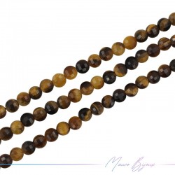 Tiger Eye Round Flat Faceted 6mm (Wire of 40 cm)