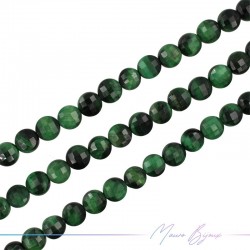 Tiger Eye Green Round Flat Faceted 8mm (Wire of 40 cm)