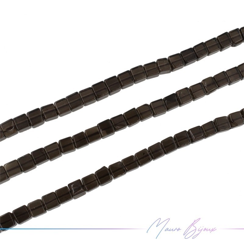Smoky Quartz Cube 4mm (Thread of 40 cm)