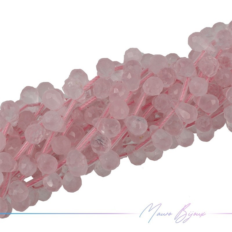 Quarzo Rosa Goccia Sfacettato 9x6mm (Filo di 40 cm)