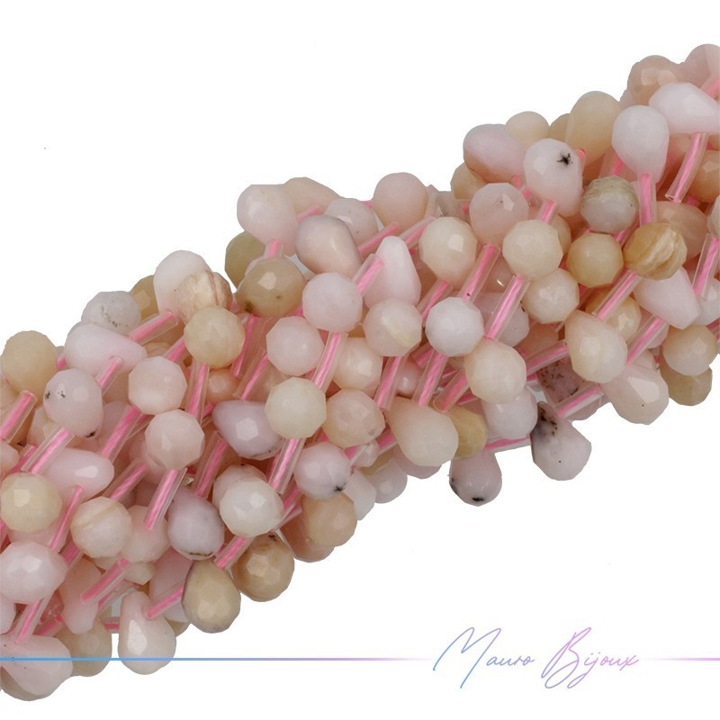 Rose Opal Drop Faceted 9x6mm (Thread of 40 cm)