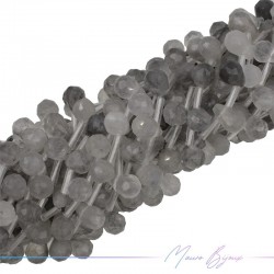 Gray Quartz Drop Faceted 9x6mm (Thread of 40 cm)