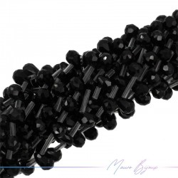 Black Onyx Drop Faceted 9x6mm (Thread of 40 cm)