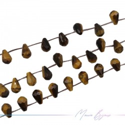 Tiger Eye Drop Faceted 9x6mm (Thread of 40 cm)
