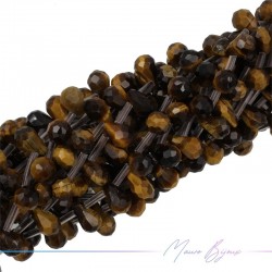 Tiger Eye Drop Faceted 9x6mm (Thread of 40 cm)