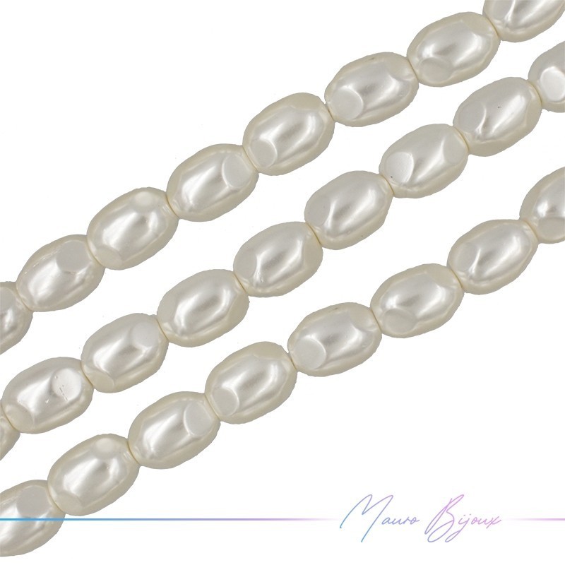 Filo di Perle di Maiorca Panna Ovale Irregolare 20x15mm (Filo di 40 cm)