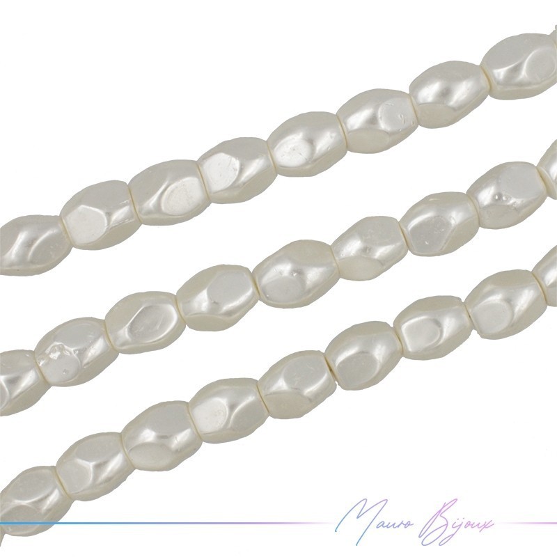 Thread of Majorcan Pearls Cream Oval Irregular 15x12mm (Thread of 40 cm)