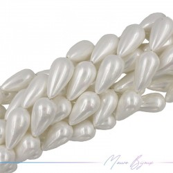 Artificial Pearls White Drop 30x15mm (Thread of 40 cm)