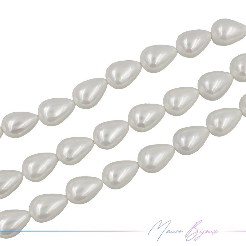 Perle Artificiale Bianca Goccia 25x19mm (Filo di 40 cm)