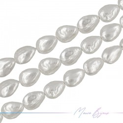 Perle Artificiale Bianca Goccia Piatta 25x18mm (Filo di 40 cm)