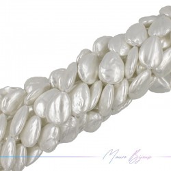 Artificial Pearls White Flat Drop 25x18mm (Thread of 40 cm)