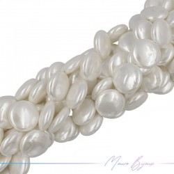 Artificial Pearls White Flat Round 20mm (Thread of 40 cm)
