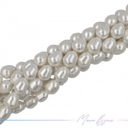 Artificial Pearls White Drop Irregular 14.5x11.5mm (Thread of 40 cm)
