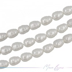 Perle Artificiale Bianca Ovale Irregolare 22x16mm (Filo di 40 cm)