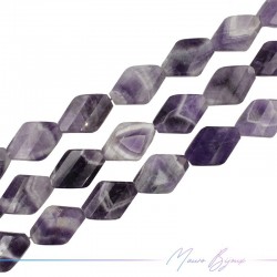 Purple Jasper Faceted Flat Rhombus Shape 35x24.5mm (Thread of 40 cm)