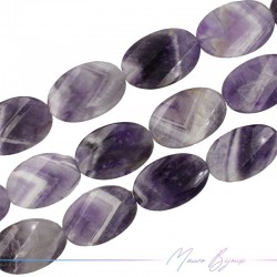 Purple Jasper Faceted Flat Oval Shape 45.5x30mm (Thread of 40 cm)