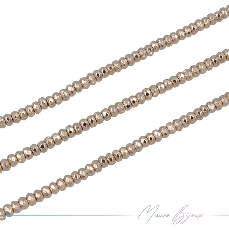 Rose Gold Hematite Faceted Rondella (Thread of 40 cm)