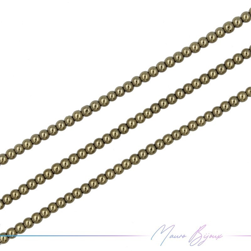 Light Gold Hematite Smooth Sphere (Thread of 40 cm)