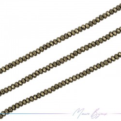 Light Gold Hematite Faceted Rondella (Thread of 40 cm)