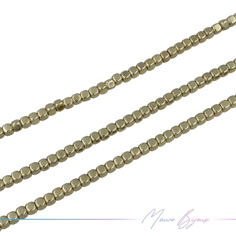 Ematite Dorato Chiaro Cubo Liscio (Filo di 40 cm)