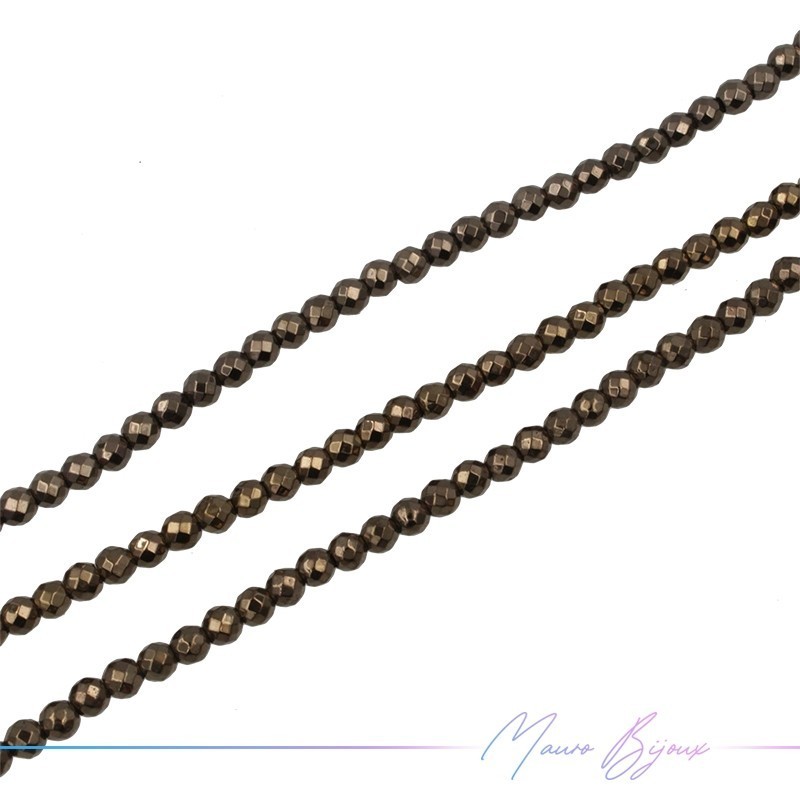 Coffee Brown Hematite Faceted Sphere (Thread of 40 cm)
