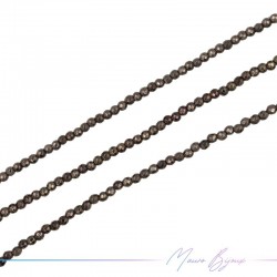 Dark Brown Hematite Faceted Sphere (Thread of 40 cm)