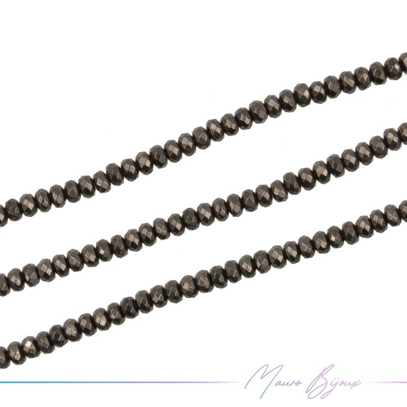 Dark Brown Hematite Faceted Rondella (Thread of 40 cm)