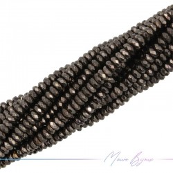 Dark Brown Hematite Faceted Flat Rondella (Thread of 40 cm)