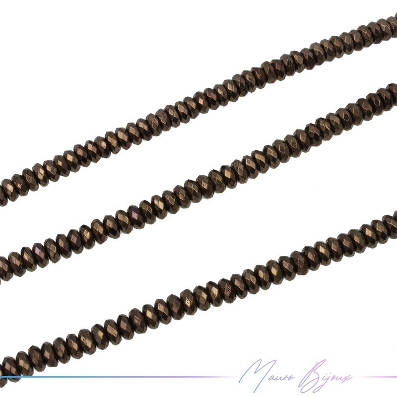 Coffee Brown Hematite Faceted Flat Rondella (Thread of 40 cm)