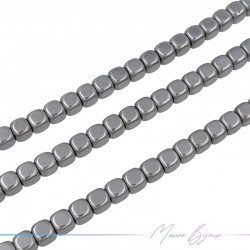 Silver Hematite Smooth Cube (Thread of 40 cm)