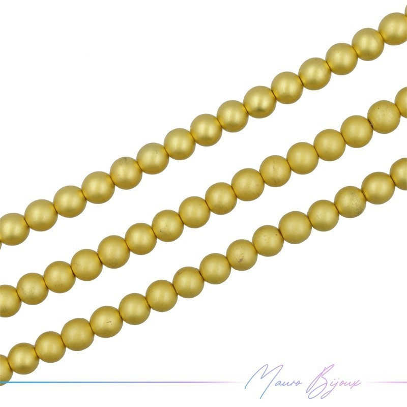 Gold Satin Hematite Smooth Sphere (Thread of 40 cm)