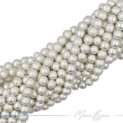 Silver Satin Hematite Smooth Sphere (Thread of 40 cm)