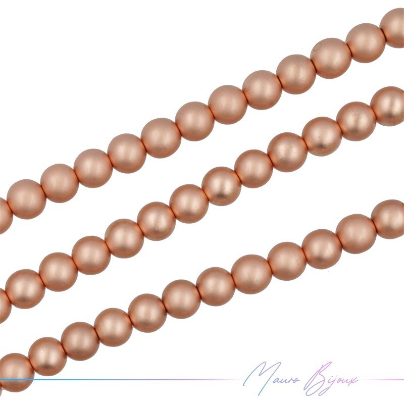 Rose Gold Satin Hematite Smooth Sphere (Thread of 40 cm)