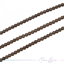 Coffee Brown Satin Hematite Smooth Sphere (Thread of 40 cm)