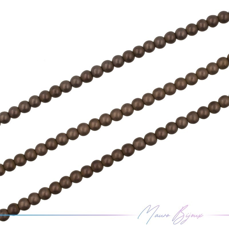 Coffee Brown Satin Hematite Smooth Sphere (Thread of 40 cm)