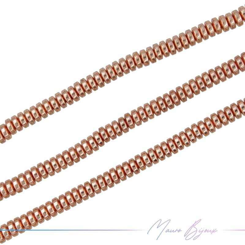 Rose Gold Hematite Smooth Flat Rondelle 10x4mm (Thread of 40 cm)