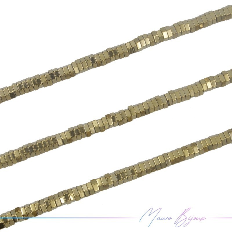 Gold Hematite Smooth Flat Hexagonal 10x4mm (Thread of 40 cm)