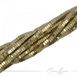 Gold Hematite Smooth Flat Hexagonal 10x4mm (Thread of 40 cm)