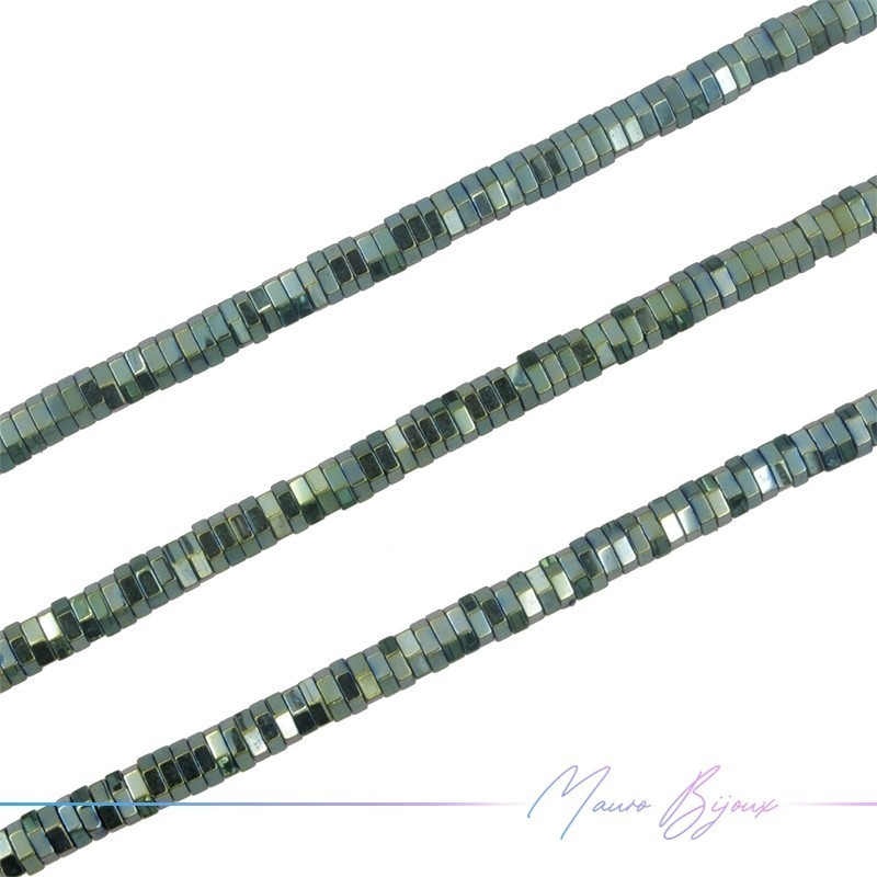 Green Hematite Smooth Flat Hexagonal 10x4mm (Thread of 40 cm)