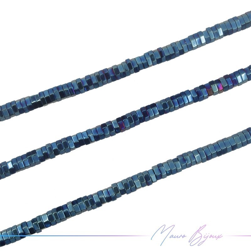 Blue Hematite Smooth Flat Hexagonal 10x4mm (Thread of 40 cm)