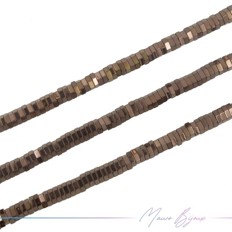 Coffee Brown Hematite Smooth Flat Hexagonal 3mm (Thread of 40 cm)